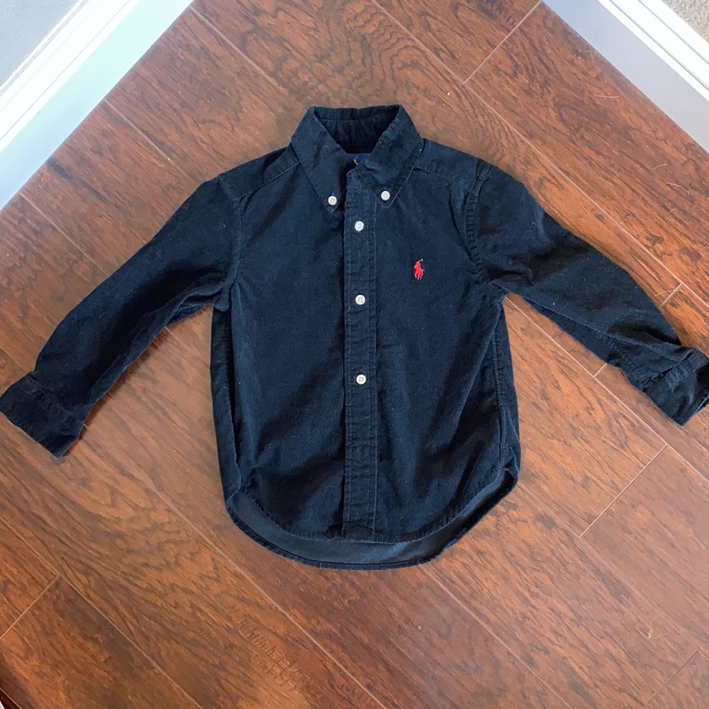 Ralph Lauren LS Black Corduroy Button Down 2T